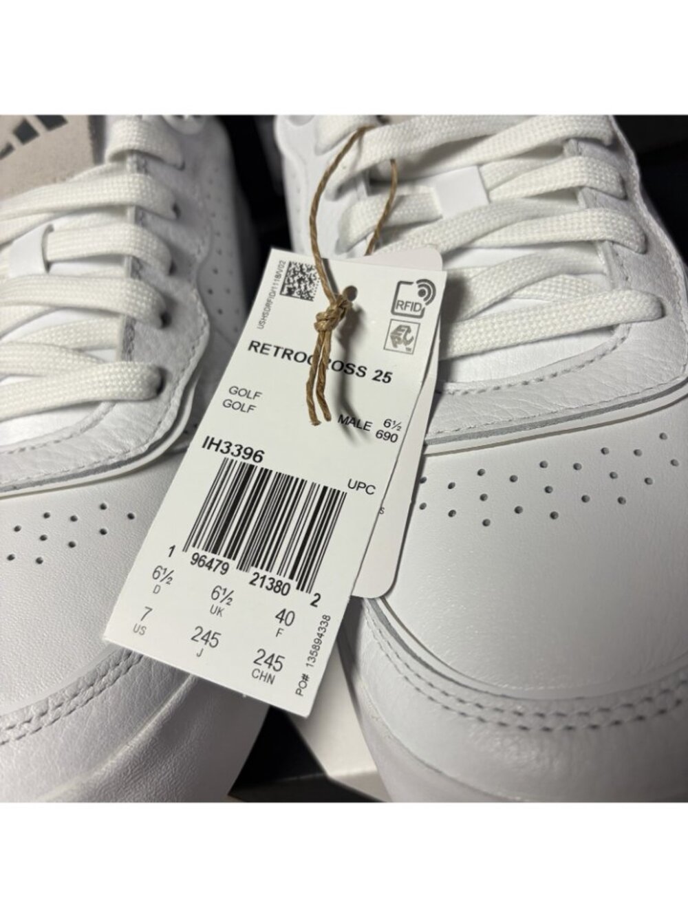 Adidas Mens Retrocross 25 Spikeless Golf Shoes Size 7 M White/Gum - IH3396 - Picture 7 of 8